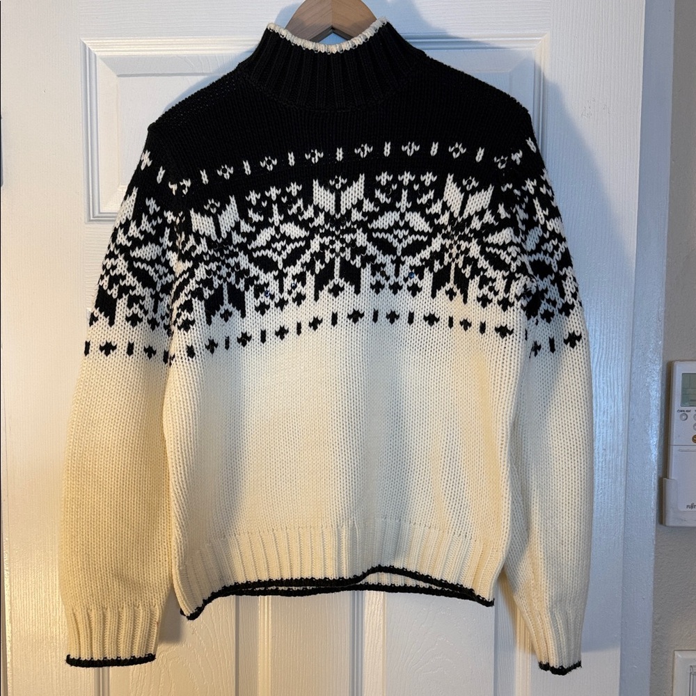 St. John's Bay - Black and Cream Mockneck Sweater